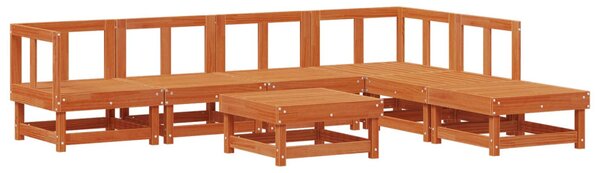 Kerti lounge szett 7 pcs Viaszbarna Tömör Fenyőfa
