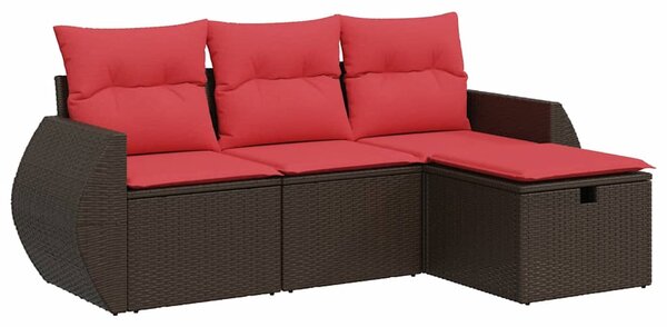 4 részes barna polyrattan kerti ülőgarnitúra párnákkal