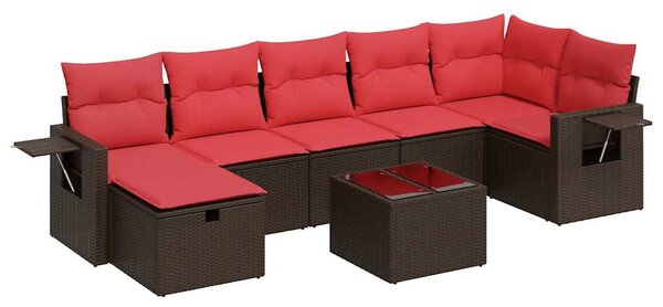 8 részes barna polyrattan kerti ülőgarnitúra párnákkal