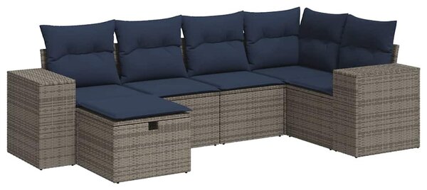6 részes szürke polyrattan kerti ülőgarnitúra párnákkal