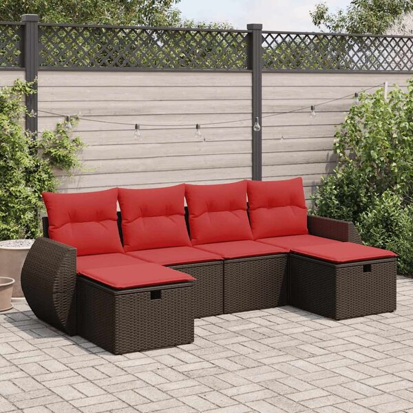 6 részes barna polyrattan kerti ülőgarnitúra párnával