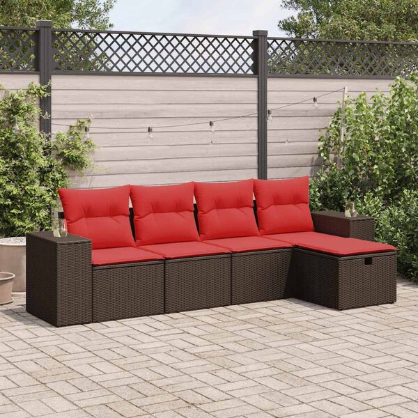 5 részes barna polyrattan kerti ülőgarnitúra párnával