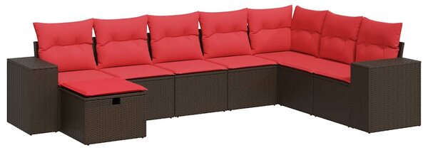 8 részes barna polyrattan kerti ülőgarnitúra párnákkal