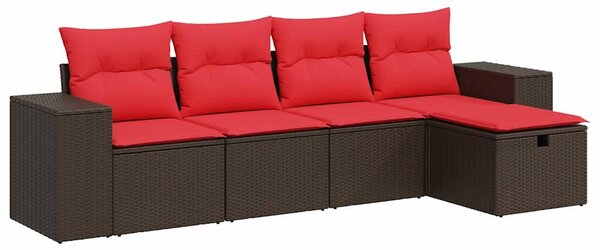 5 részes barna polyrattan kerti ülőgarnitúra párnával