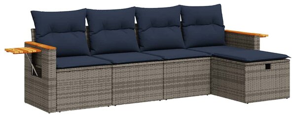 5 részes szürke polyrattan kerti ülőgarnitúra párnákkal