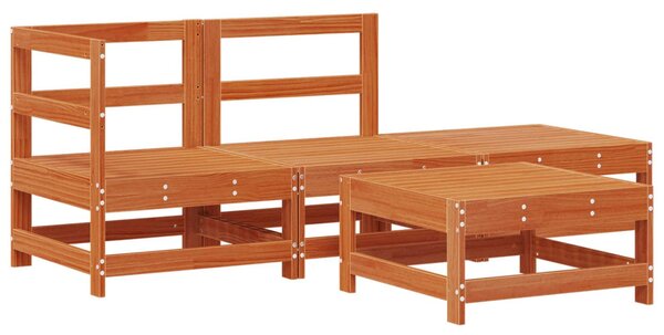 Kerti lounge szett 4 pcs Viaszbarna Tömör Fenyőfa