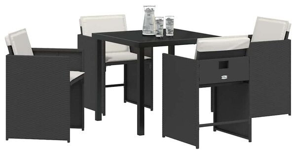 Kert étkező szett 5 pcs Fekete polirattan