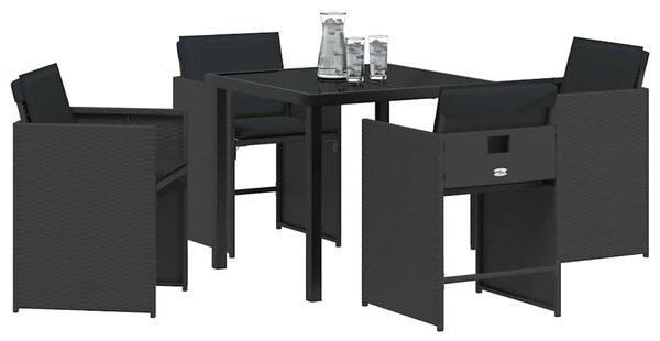 Kert étkező szett 5 pcs Fekete polirattan