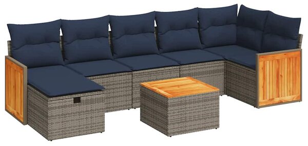8 részes szürke polyrattan kerti ülőgarnitúra párnákkal