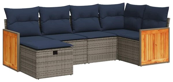 6 részes szürke polyrattan kerti ülőgarnitúra párnákkal