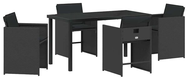 Kert étkező szett 5 pcs Fekete polirattan
