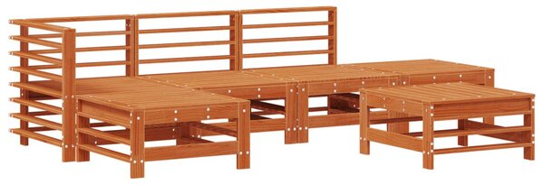 Kerti lounge szett 6 pcs Viaszbarna Tömör Fenyőfa