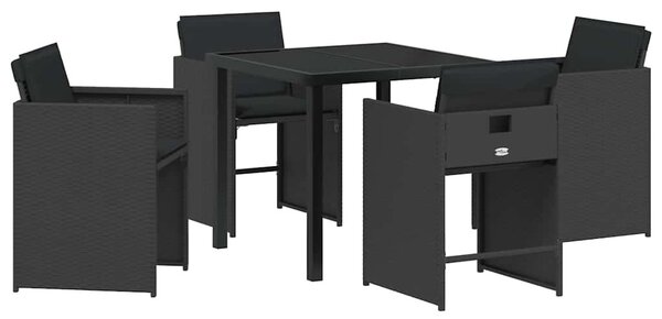 Kert étkező szett 5 pcs Fekete polirattan