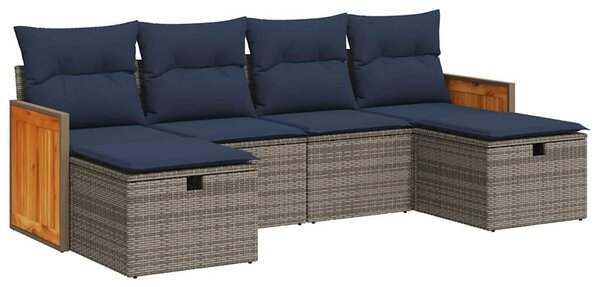6 részes szürke polyrattan kerti ülőgarnitúra párnákkal
