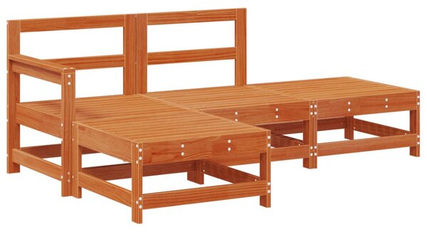 Kerti lounge szett 4 pcs Viaszbarna Tömör Fenyőfa