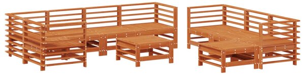 Kerti lounge szett 10 pcs Viaszbarna Tömör Fenyőfa