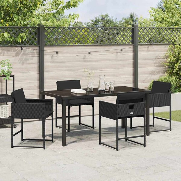 Kert étkező szett 5 pcs Fekete polirattan