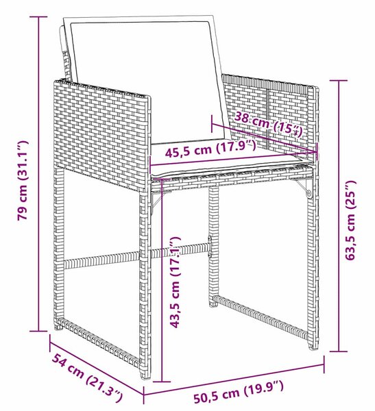 Kert étkező szett 5 pcs Fekete polirattan