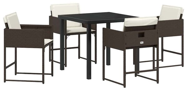 Kert étkező szett 5 pcs Barna polirattan