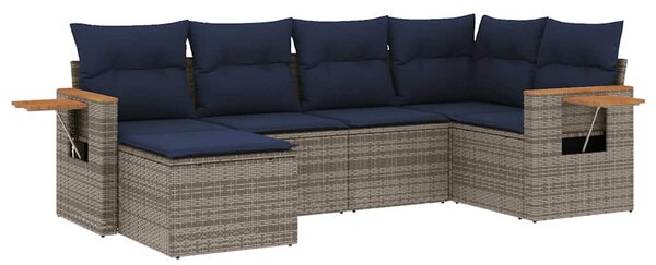 6 részes szürke polyrattan kerti ülőgarnitúra párnával