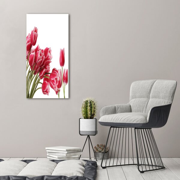 Egyedi üvegkép Piros tulipánok