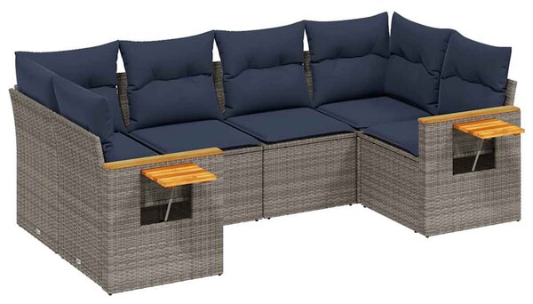 6 részes szürke polyrattan kerti ülőgarnitúra párnával