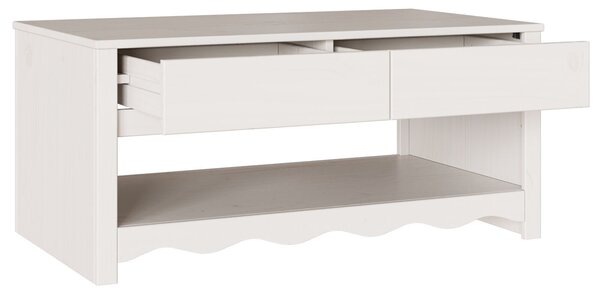 VidaXL Oyster White Fa Közepes Dohányzóasztal Négyszögletes Modern