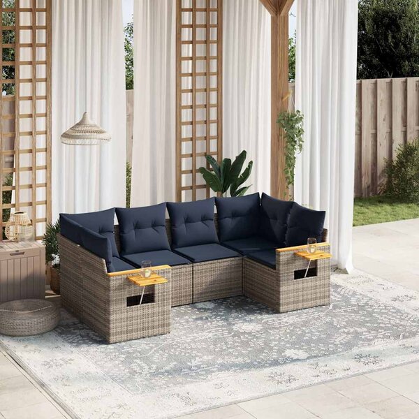 6 részes szürke polyrattan kerti ülőgarnitúra párnával