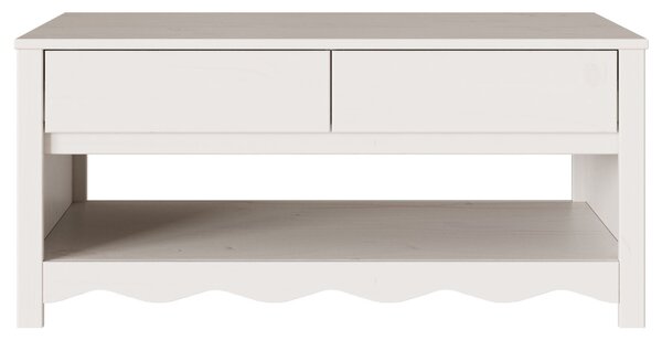 VidaXL Oyster White Fa Közepes Dohányzóasztal Négyszögletes Modern
