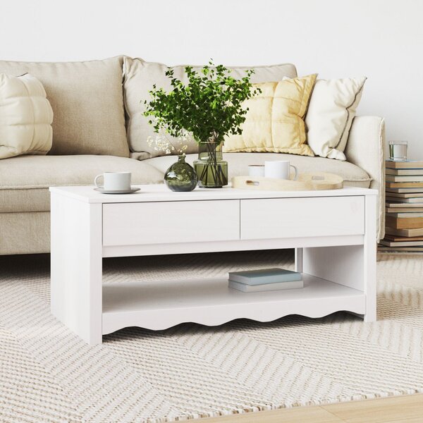 VidaXL Oyster White Fa Közepes Dohányzóasztal Négyszögletes Modern
