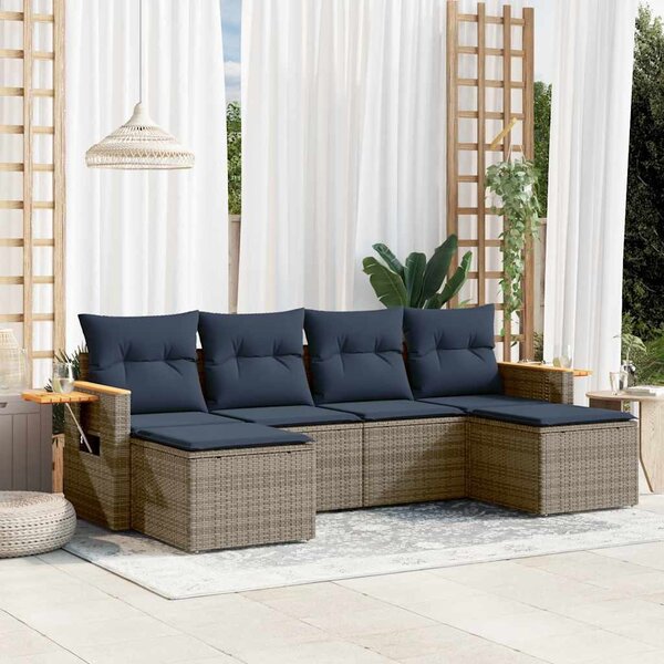 6 részes szürke polyrattan kerti ülőgarnitúra párnával