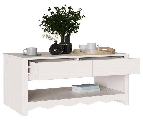VidaXL Oyster White Fa Közepes Dohányzóasztal Négyszögletes Modern