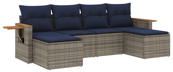 6 részes szürke polyrattan kerti ülőgarnitúra párnával