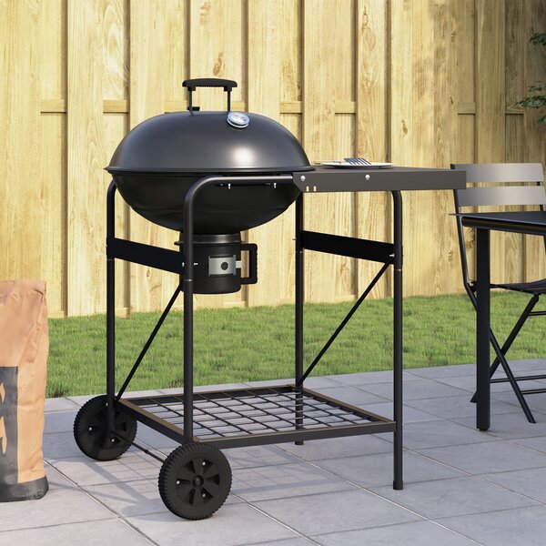 VidaXL Fekete Faszenes Grill Fiókkal és Tetővel 96x72x113 cm
