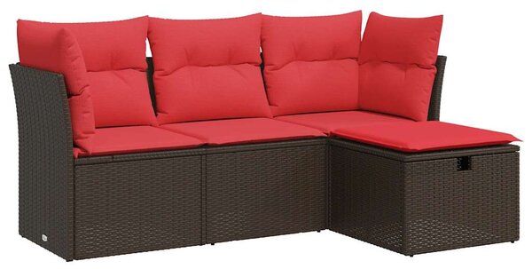 4 részes barna polyrattan kerti ülőgarnitúra párnákkal