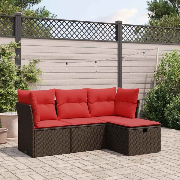 4 részes barna polyrattan kerti ülőgarnitúra párnákkal