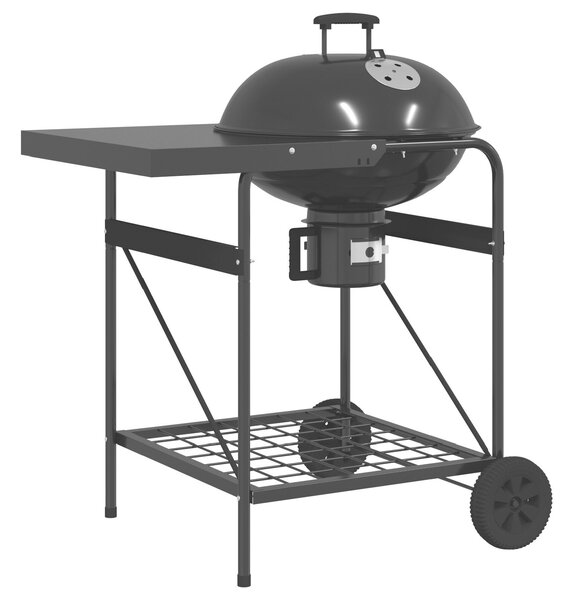 VidaXL Fekete Faszenes Grill Fiókkal és Tetővel 96x72x113 cm