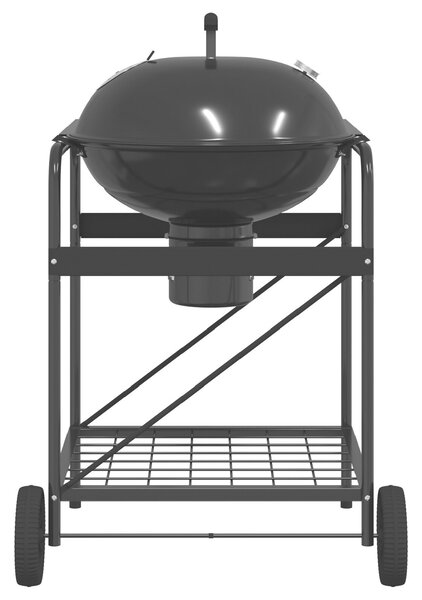 VidaXL Fekete Faszenes Grill Fiókkal és Tetővel 96x72x113 cm