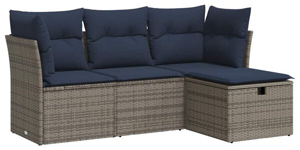 4 részes szürke polyrattan kerti ülőgarnitúra párnákkal