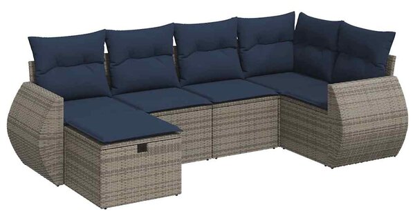 6 részes szürke polyrattan kerti ülőgarnitúra párnákkal