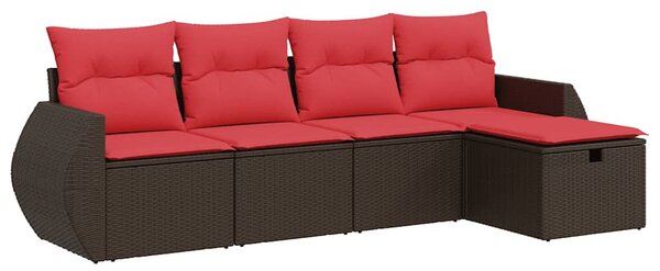 5 részes barna polyrattan kerti ülőgarnitúra párnával