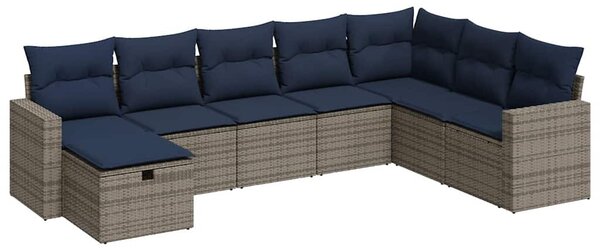 8 részes szürke polyrattan kerti ülőgarnitúra párnákkal
