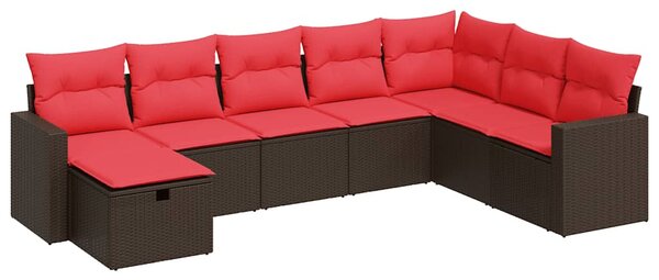 8 részes barna polyrattan kerti ülőgarnitúra párnákkal