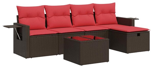 6 részes barna polyrattan kerti ülőgarnitúra párnával