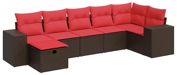 7 részes barna polyrattan kerti ülőgarnitúra párnákkal