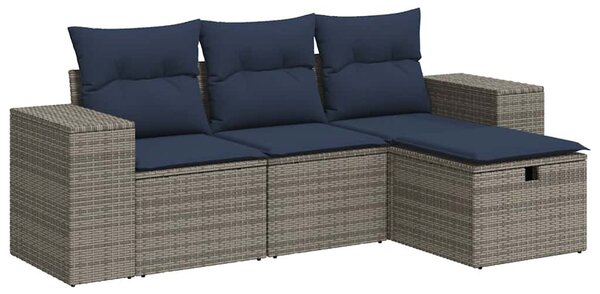 4 részes szürke polyrattan kerti ülőgarnitúra párnákkal