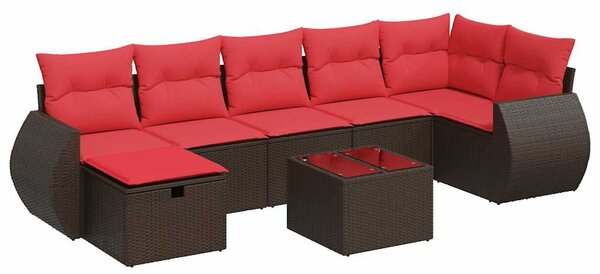 8 részes barna polyrattan kerti ülőgarnitúra párnákkal