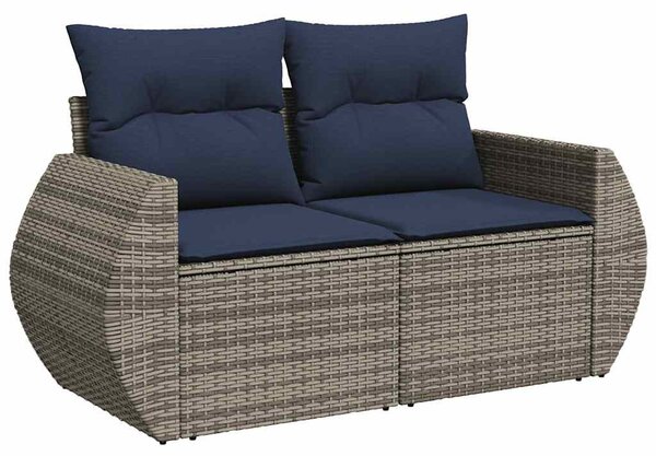 8 részes szürke polyrattan kerti ülőgarnitúra párnákkal