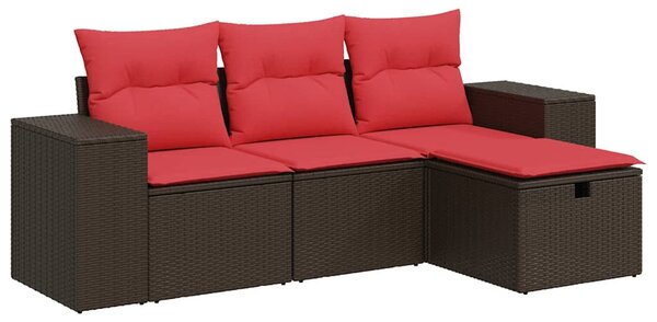 4 részes barna polyrattan kerti ülőgarnitúra párnákkal