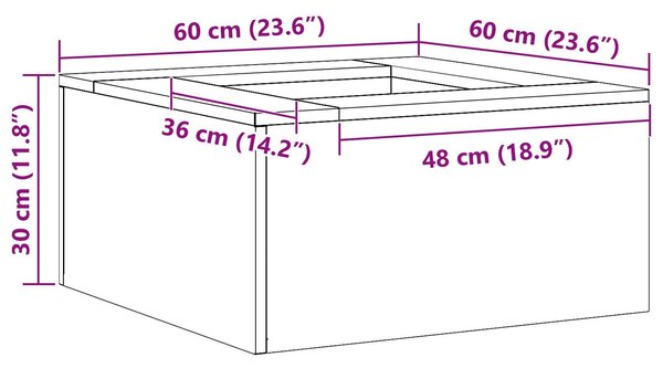 VidaXL Tűzrakó Fekete 60 x 60 x 30 cm Hidegen hengerelt acél